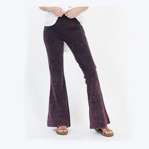 Plum Mineral Wash Fold-Over Yoga Pants